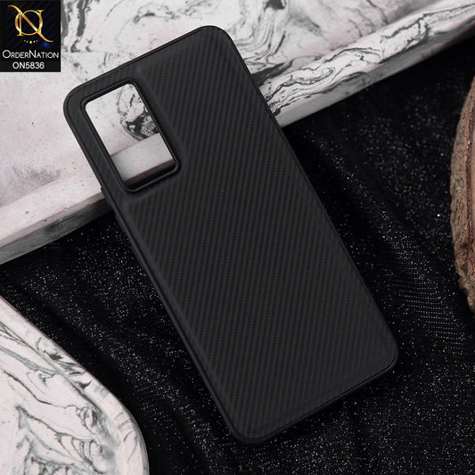 Vivo V23e Cover - Black -  New Deluxe High Quality Matte Soft Tpu Carbon Fiber Texture Case