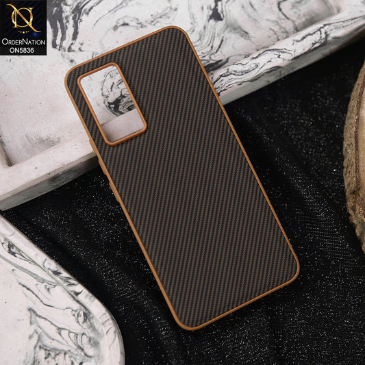 Vivo V23e Cover - Brown -  New Deluxe High Quality Matte Soft Tpu Carbon Fiber Texture Case