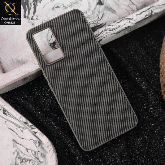 Vivo V23e Cover - Gray -  New Deluxe High Quality Matte Soft Tpu Carbon Fiber Texture Case