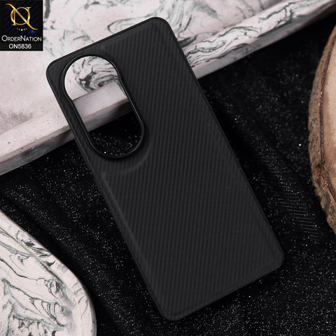 Vivo V50 Cover - Black -  New Deluxe High Quality Matte Soft Tpu Carbon Fiber Texture Case