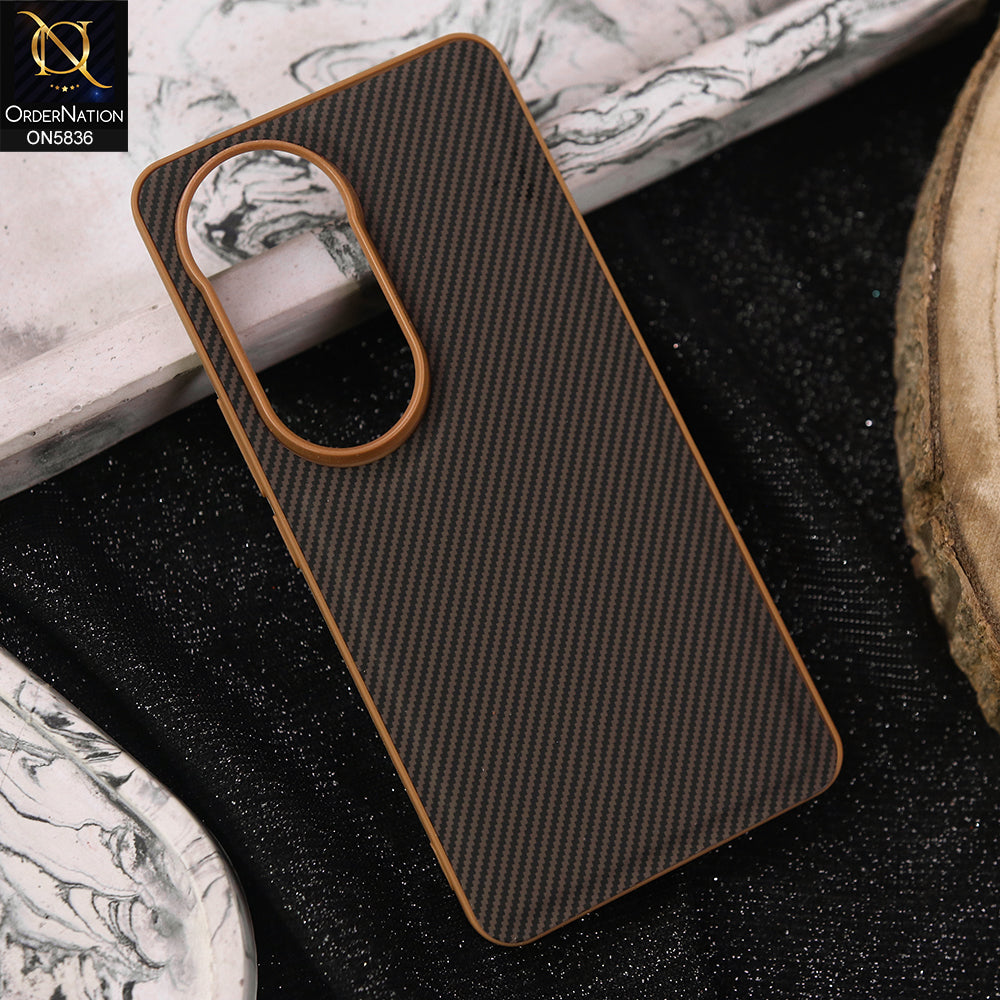 Vivo V50 Cover - Brown -  New Deluxe High Quality Matte Soft Tpu Carbon Fiber Texture Case