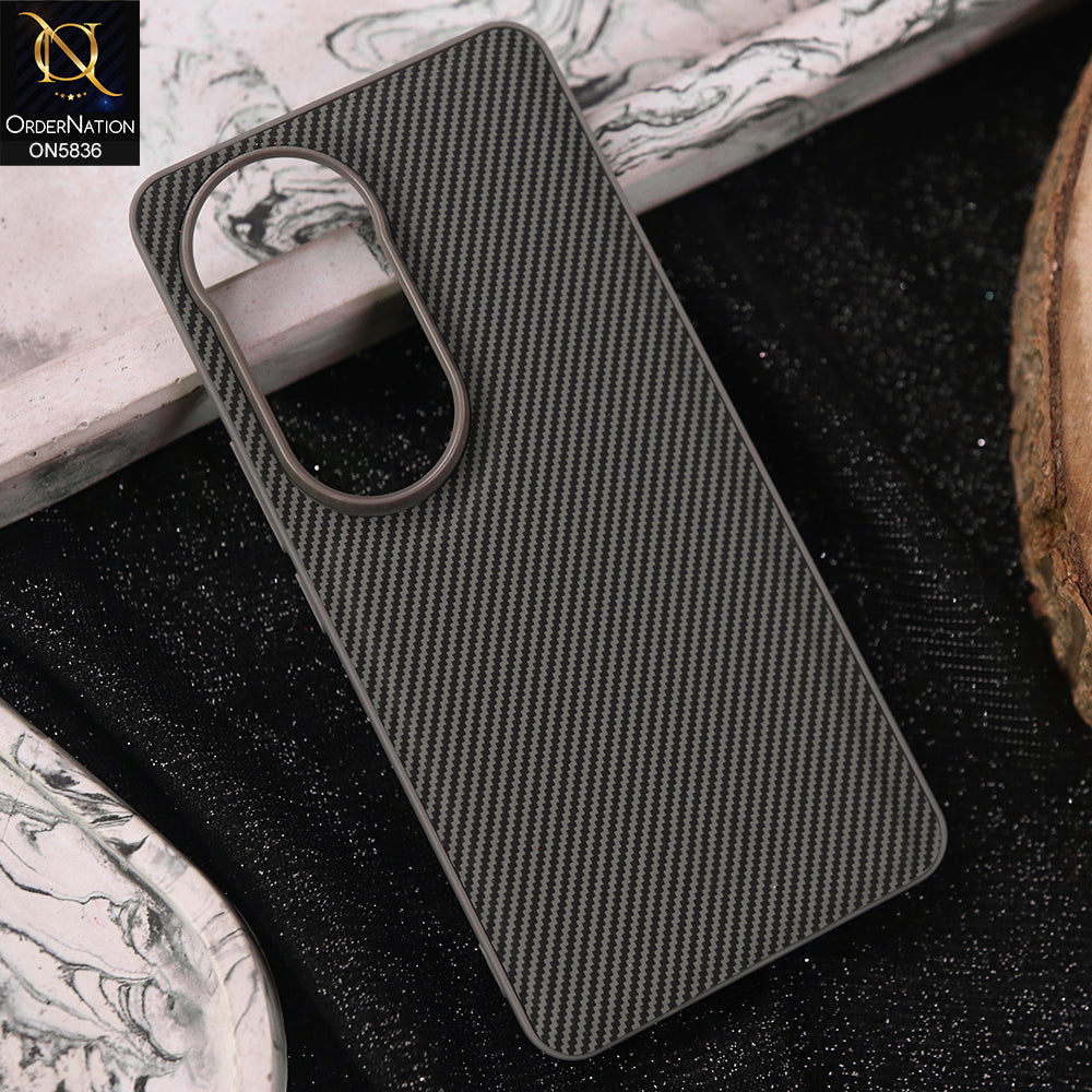 Vivo V50 Cover - Gray -  New Deluxe High Quality Matte Soft Tpu Carbon Fiber Texture Case