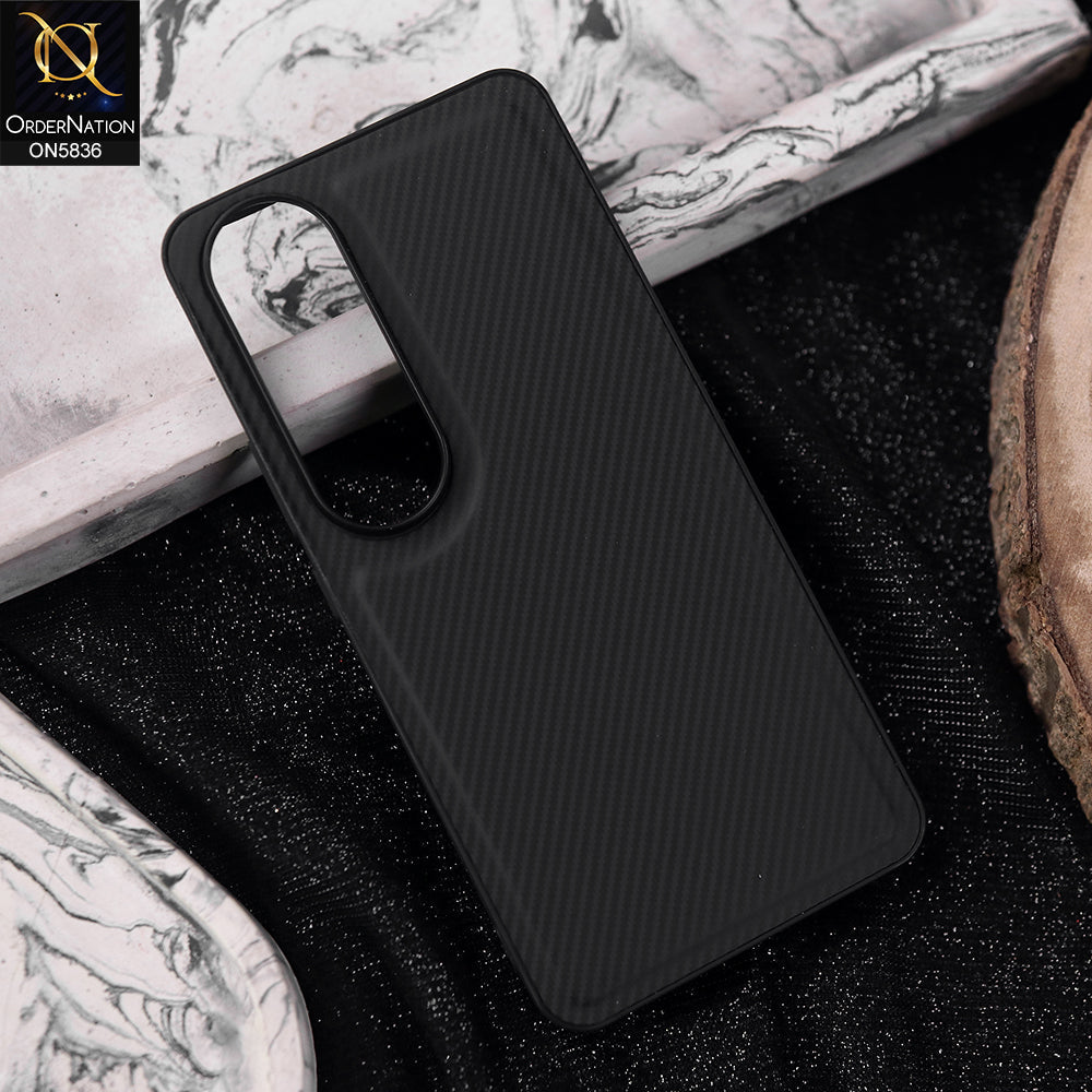 Vivo V50 Lite Cover - Black -  New Deluxe High Quality Matte Soft Tpu Carbon Fiber Texture Case