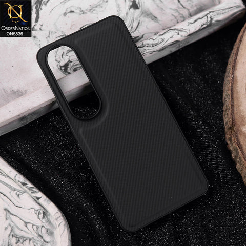 Vivo V50 Lite Cover - Black -  New Deluxe High Quality Matte Soft Tpu Carbon Fiber Texture Case