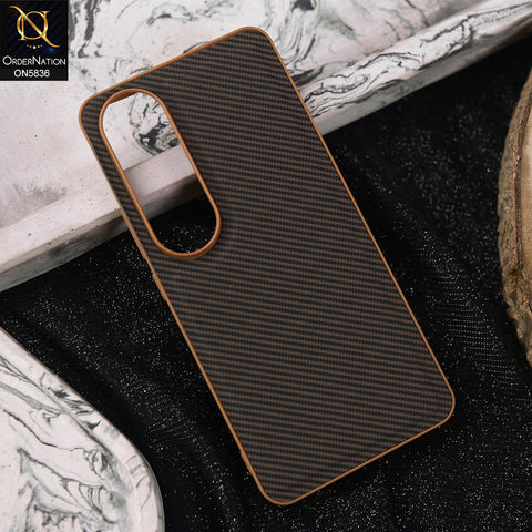 Vivo V50 Lite Cover - Brown -  New Deluxe High Quality Matte Soft Tpu Carbon Fiber Texture Case