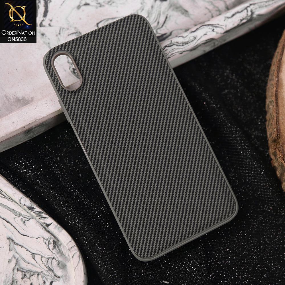 iPhone XS Max Cover - Gray -  New Deluxe High Quality Matte Soft Tpu Carbon Fiber Texture Case