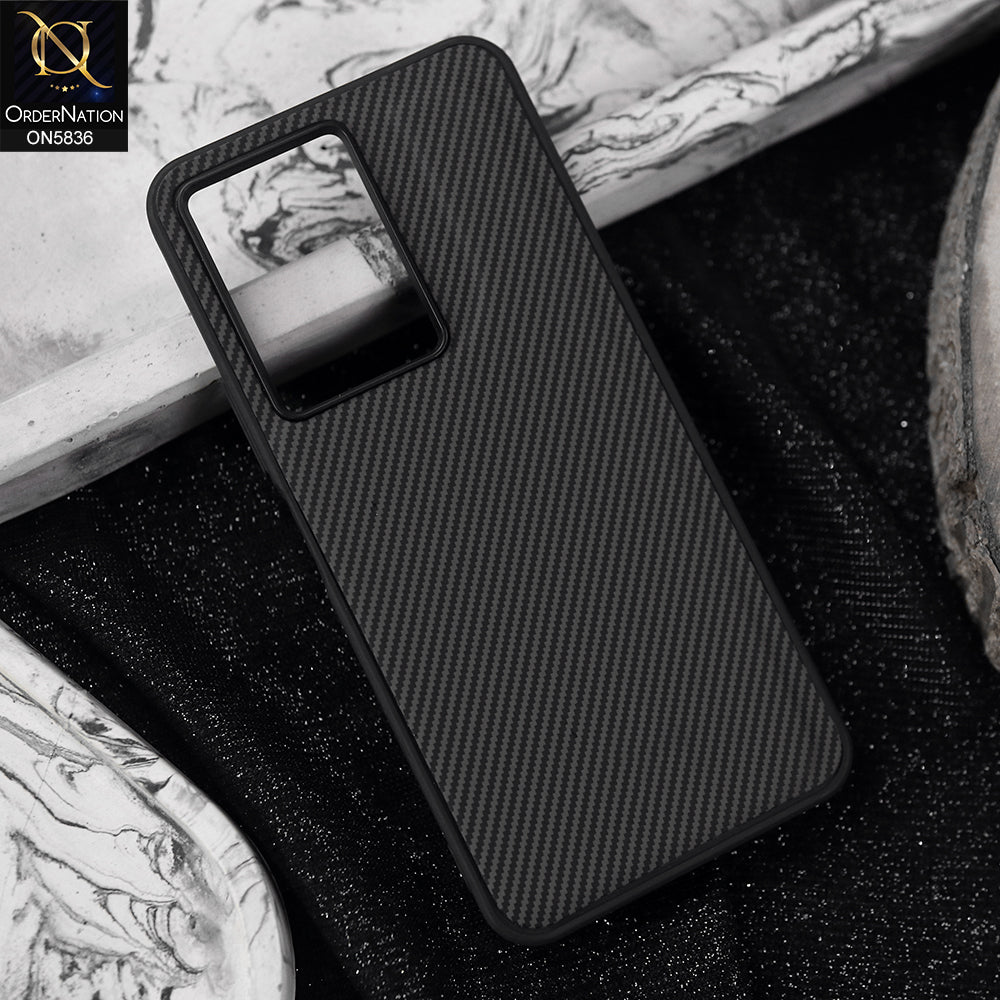 Vivo Y17s Cover - Black -  New Deluxe High Quality Matte Soft Tpu Carbon Fiber Texture Case
