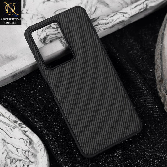 Vivo Y17s Cover - Black -  New Deluxe High Quality Matte Soft Tpu Carbon Fiber Texture Case