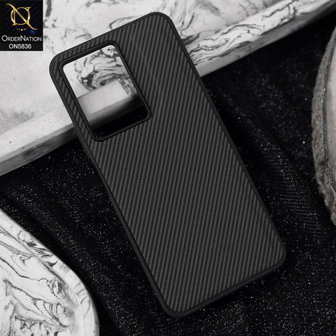 Vivo Y17s Cover - Black -  New Deluxe High Quality Matte Soft Tpu Carbon Fiber Texture Case