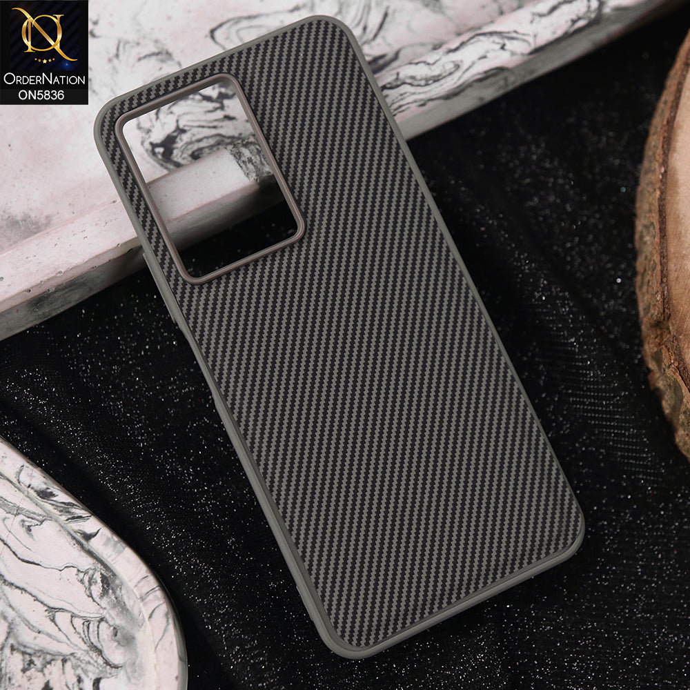Vivo Y17s Cover - Gray -  New Deluxe High Quality Matte Soft Tpu Carbon Fiber Texture Case