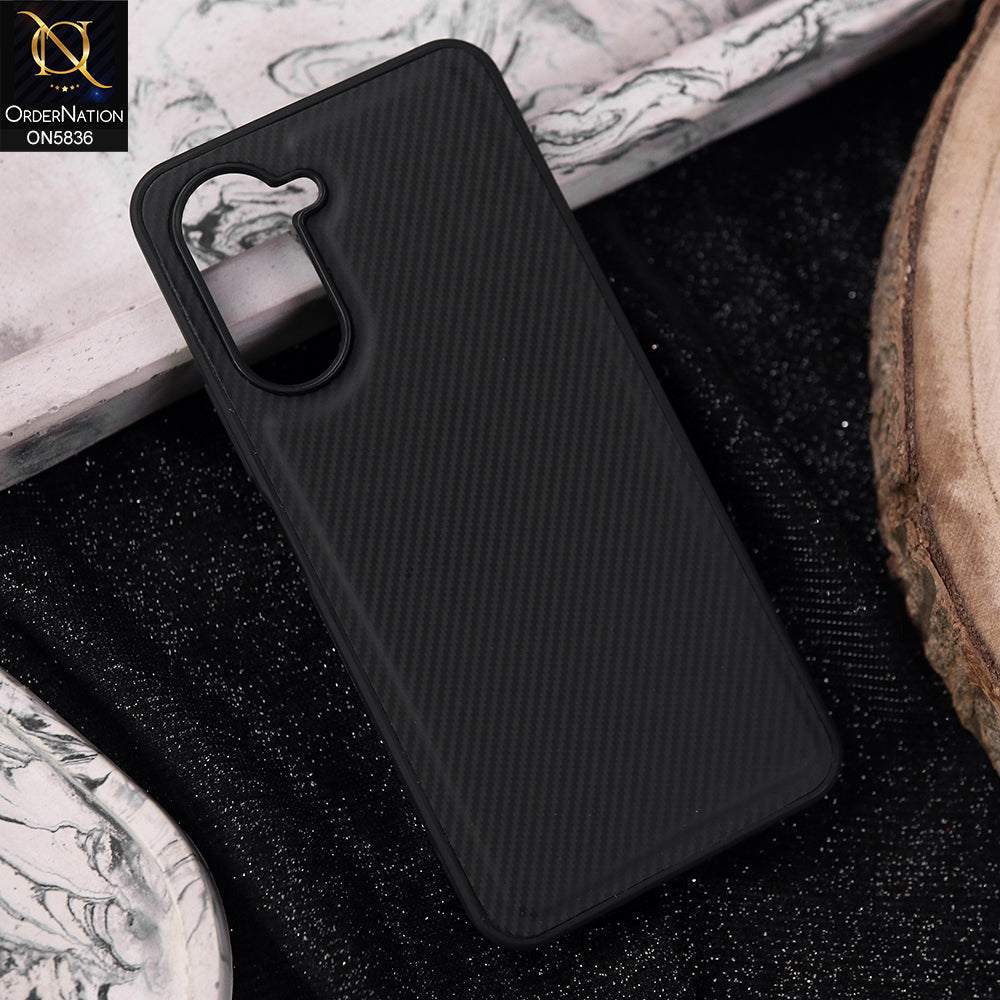 Vivo Y18 Cover - Black -  New Deluxe High Quality Matte Soft Tpu Carbon Fiber Texture Case