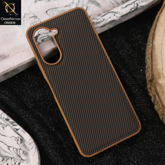 Vivo Y18 Cover - Brown -  New Deluxe High Quality Matte Soft Tpu Carbon Fiber Texture Case