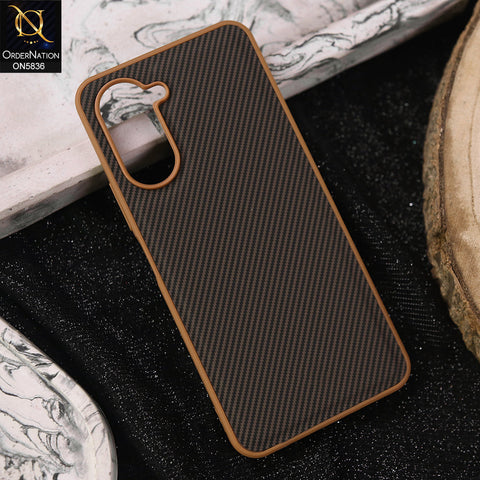 Vivo Y18 Cover - Brown -  New Deluxe High Quality Matte Soft Tpu Carbon Fiber Texture Case