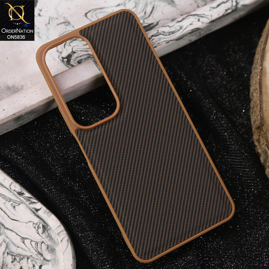 Vivo Y19s Pro Cover - Brown -  New Deluxe High Quality Matte Soft Tpu Carbon Fiber Texture Case