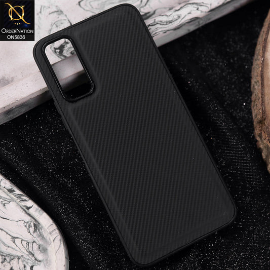 Vivo Y12a Cover - Black -  New Deluxe High Quality Matte Soft Tpu Carbon Fiber Texture Case