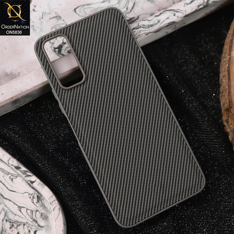Vivo Y12s Cover - Gray -  New Deluxe High Quality Matte Soft Tpu Carbon Fiber Texture Case
