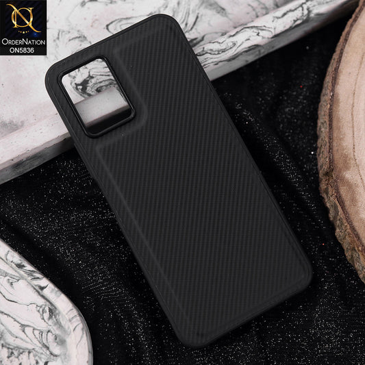 Vivo Y21e Cover - Black -  New Deluxe High Quality Matte Soft Tpu Carbon Fiber Texture Case