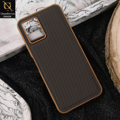Vivo Y21e Cover - Brown -  New Deluxe High Quality Matte Soft Tpu Carbon Fiber Texture Case