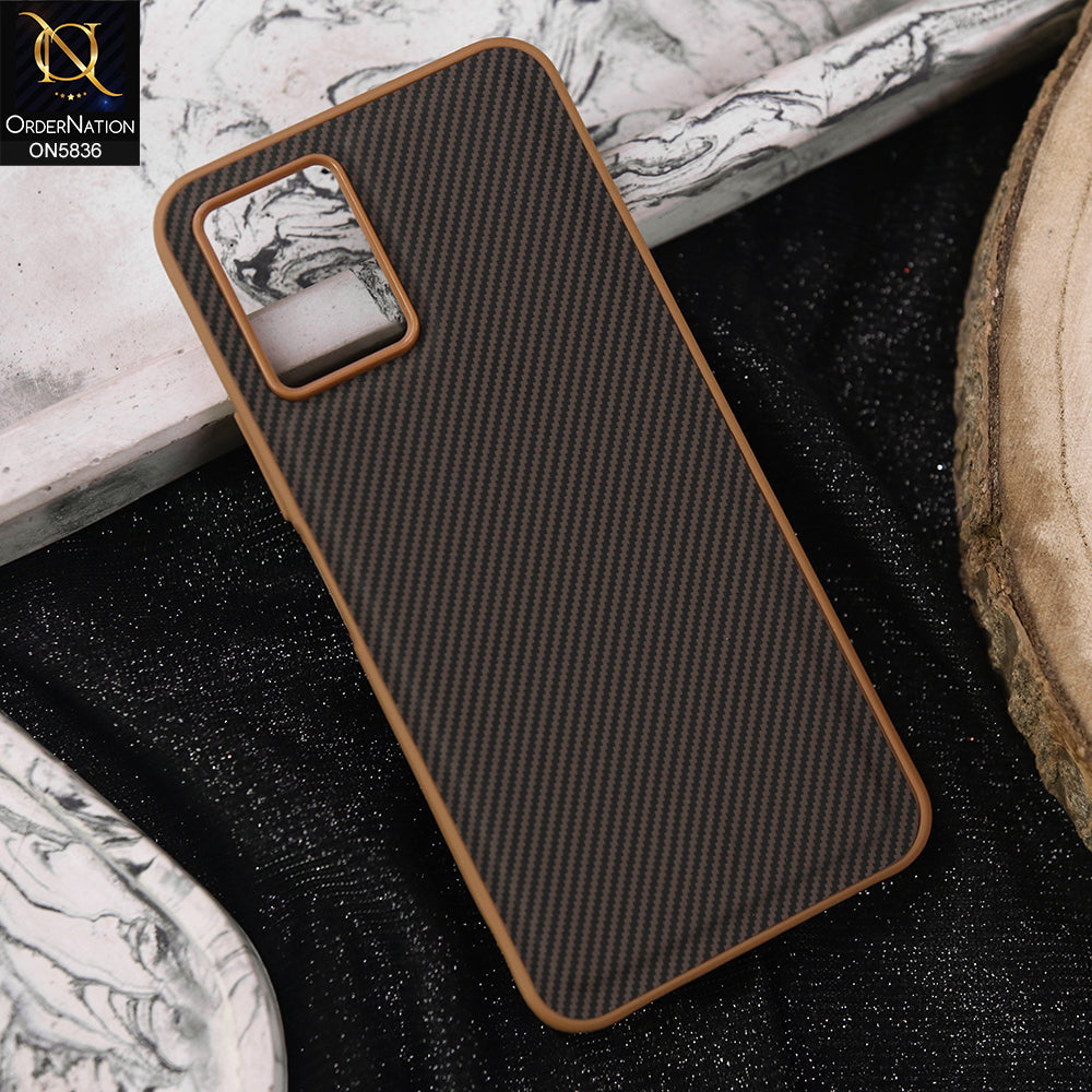 Vivo Y33t Cover - Brown -  New Deluxe High Quality Matte Soft Tpu Carbon Fiber Texture Case