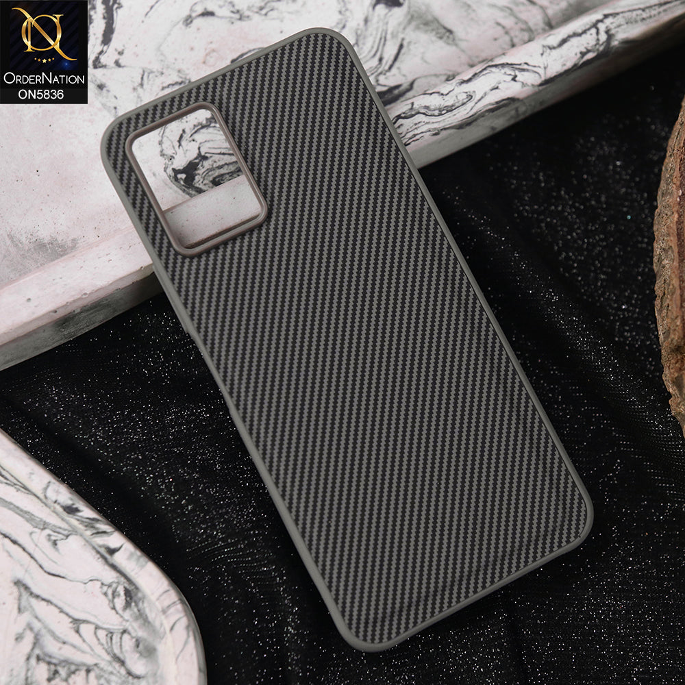 Vivo Y21s Cover - Gray -  New Deluxe High Quality Matte Soft Tpu Carbon Fiber Texture Case