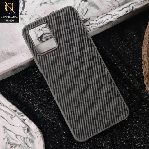 Vivo Y33s Cover - Gray -  New Deluxe High Quality Matte Soft Tpu Carbon Fiber Texture Case