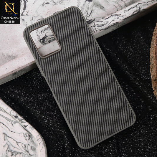 Vivo Y33t Cover - Gray -  New Deluxe High Quality Matte Soft Tpu Carbon Fiber Texture Case