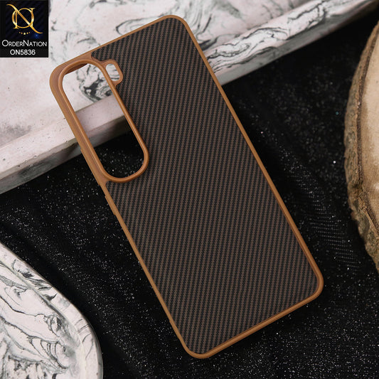 Vivo V40 Lite (IDN) Cover - Brown -  New Deluxe High Quality Matte Soft Tpu Carbon Fiber Texture Case