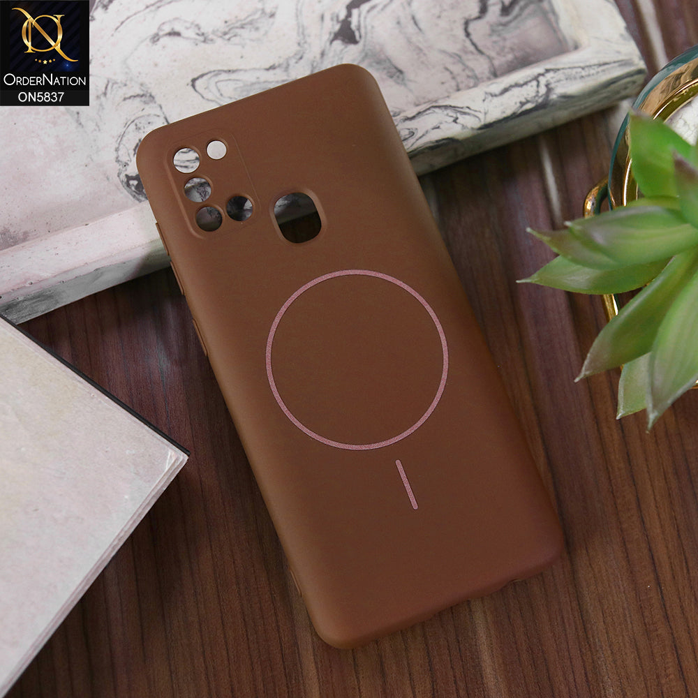 Samsung Galaxy A21s Cover - Brown - New Exclusive High End Matte Tpu Soft Case With Magsafe Design