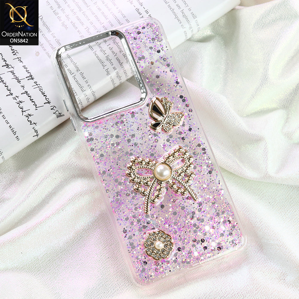 Oppo A3 4G Cover - Pink - New Beeded Rhinestones Shinny Glitter