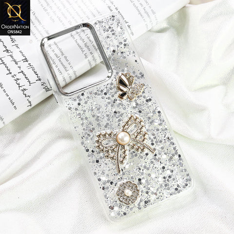 Infinix Note 30 Cover - Silver - New Beeded Rhinestones Shinny Glitter Case