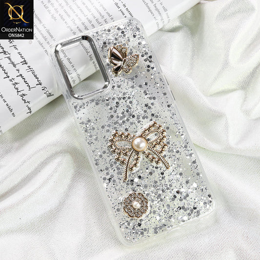 oppo A36 Cover - Silver - New Beeded Rhinestones Shinny Glitter