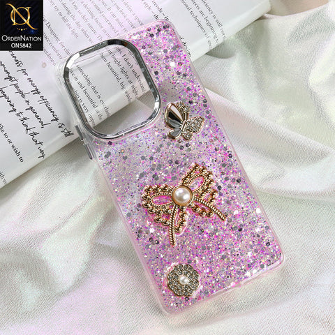 Tecno Camon 20 Pro Cover - Pink - New Beeded Rhinestones Shinny Glitter