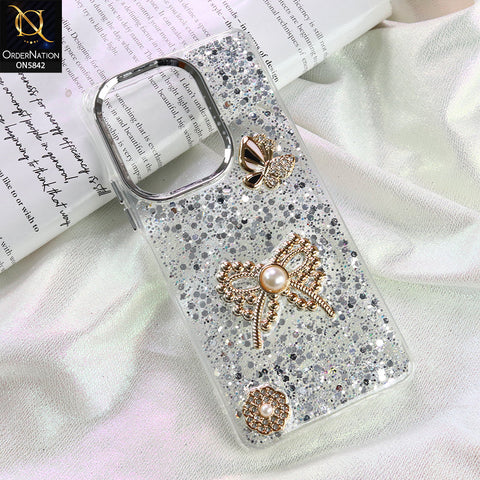 Tecno Camon 20 Pro Cover - Silver - New Beeded Rhinestones Shinny Glitter