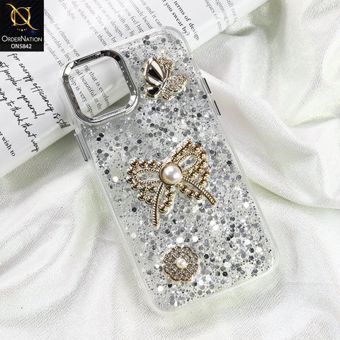 iPhone 12 Cover - Silver - New Beeded Rhinestones Shinny Glitter