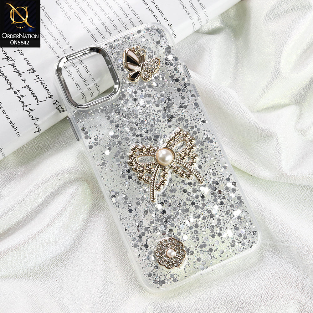 iPhone 11 Pro Max Cover - Silver - New Beeded Rhinestones Shinny Glitter