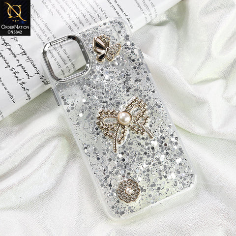 iPhone 11 Pro Max Cover - Silver - New Beeded Rhinestones Shinny Glitter