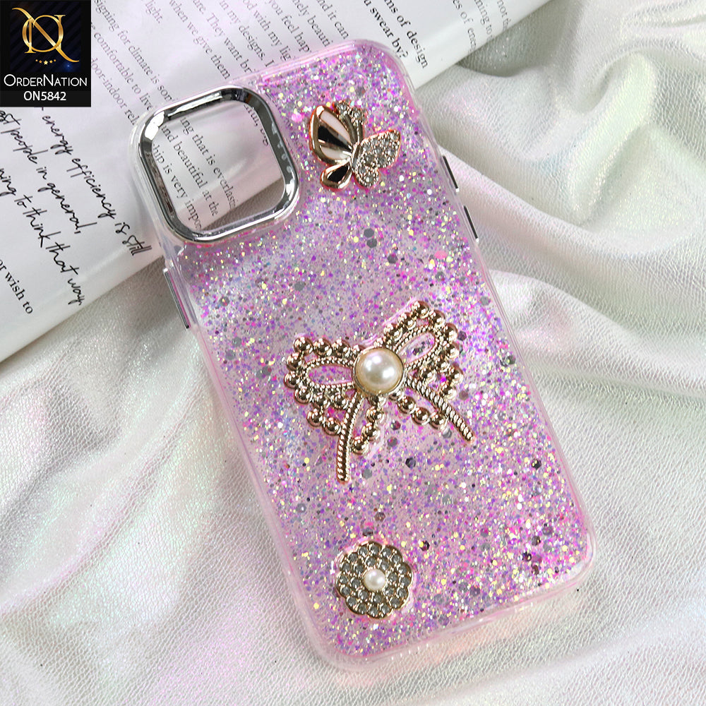 iPhone 12 - Pink - New Beeded Rhinestones Shinny Glitter