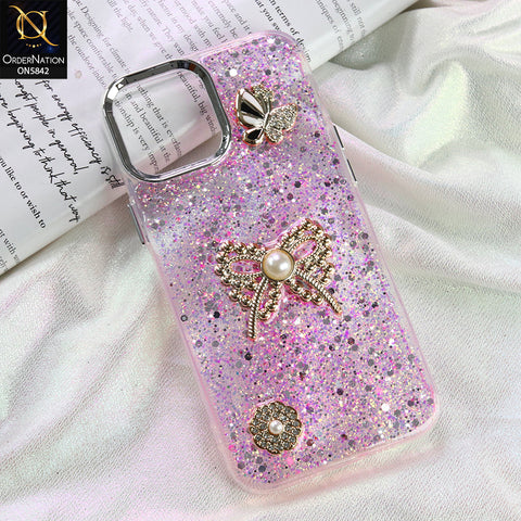 iPhone 12 Pro Max Cover - Pink - New Beeded Rhinestones Shinny Glitter