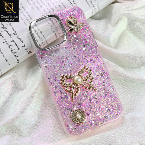 iPhone 14 Pro Max - Pink - New Beeded Rhinestones Shinny Glitter