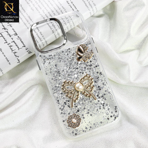 iPhone 17 Pro Max Cover - Silver - New Beeded Rhinestones Shinny Glitter