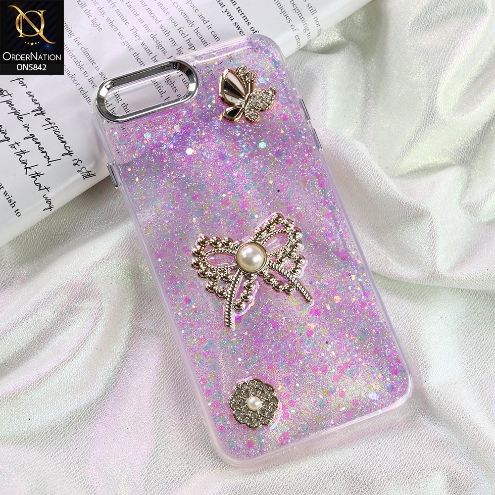 iPhone 8 /7 Plus - Pink - New Beeded Rhinestones Shinny Glitter