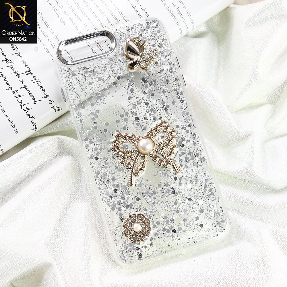 iPhone 8 /7 Plus - Silver - New Beeded Rhinestones Shinny Glitter