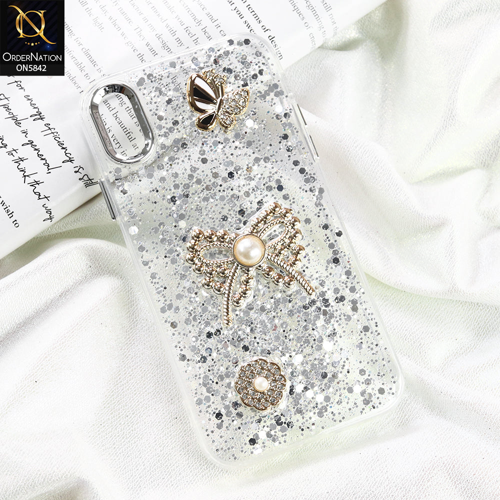 iPhone XR Cover - Silver - New Beeded Rhinestones Shinny Glitter