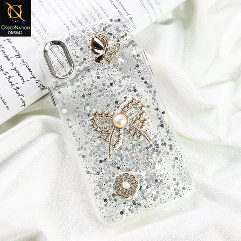 iPhone XR Cover - Silver - New Beeded Rhinestones Shinny Glitter