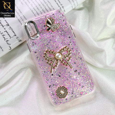 iPhone XS Cover - Pink - New Beeded Rhinestones Shinny Glitter