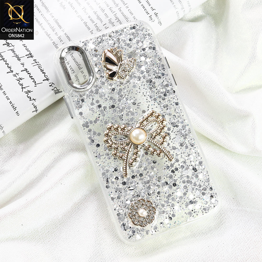 iPhone XS Cover - Silver - New Beeded Rhinestones Shinny Glitter