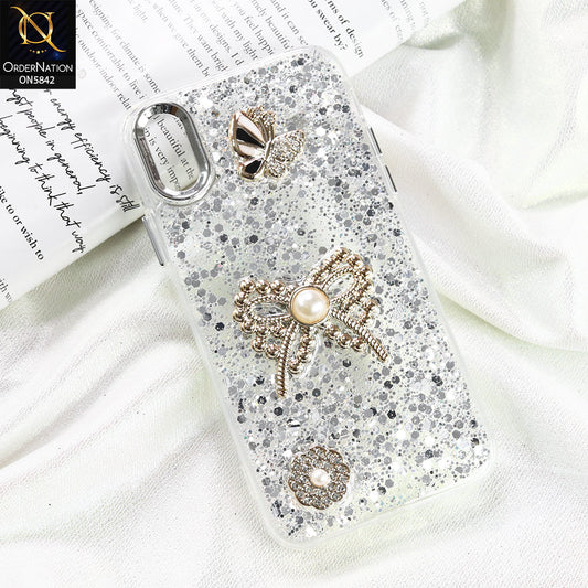 iPhone XS Cover - Silver - New Beeded Rhinestones Shinny Glitter