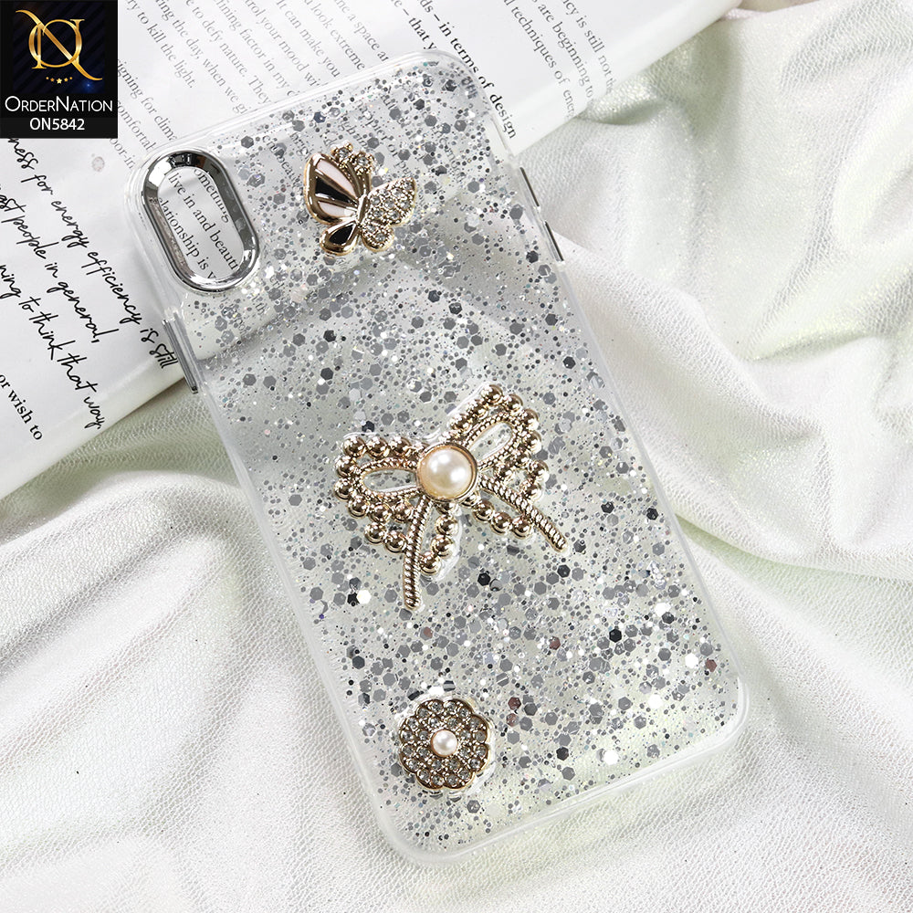 iPhone XS Max Cover - Silver - New Beeded Rhinestones Shinny Glitter