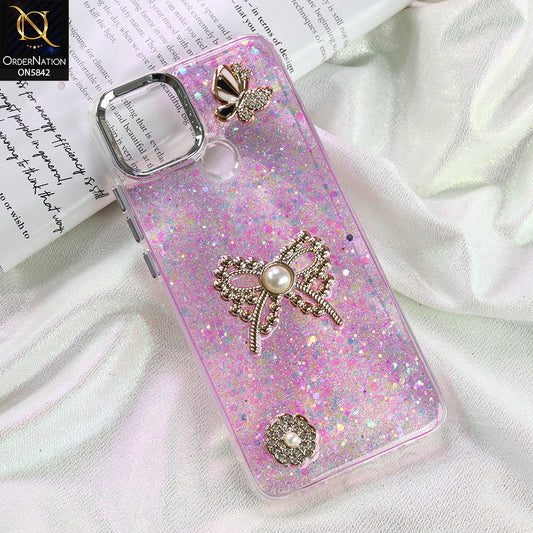 Oppo A35 Cover - Pink - New Beeded Rhinestones Shinny Glitter