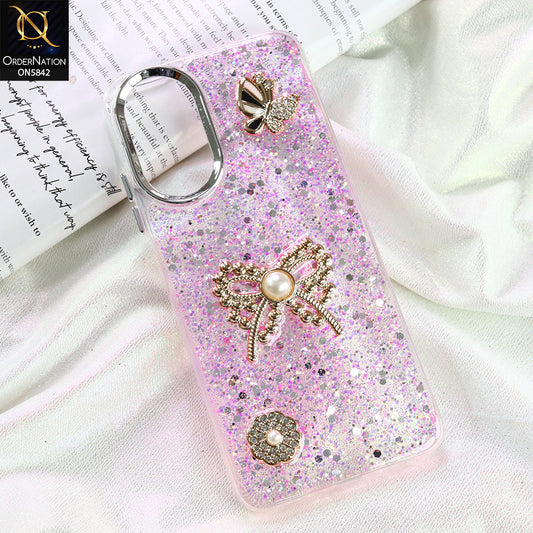 Oppo A38 Cover - Pink - New Beeded Rhinestones Shinny Glitter